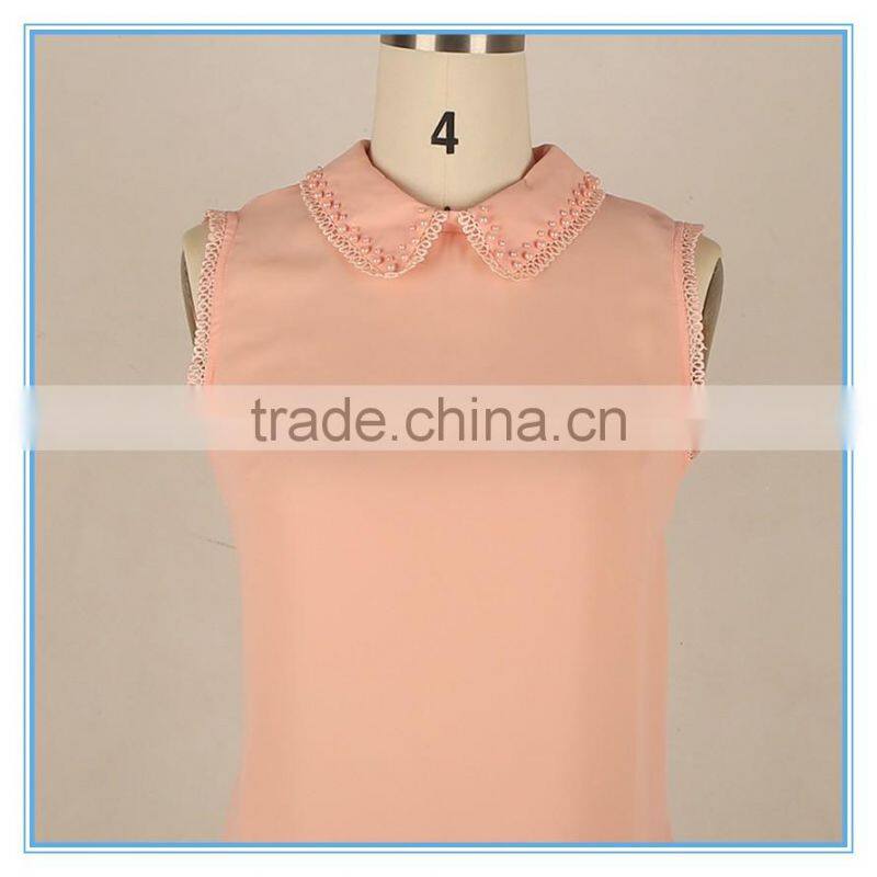 Latest Design Girls Sleeveless Top Kid Clothes 2016 Summer Beaded Design