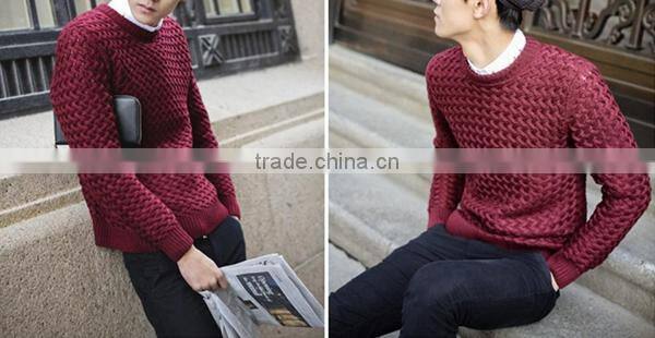 Crew neck 3D pattern fashion sweater for men