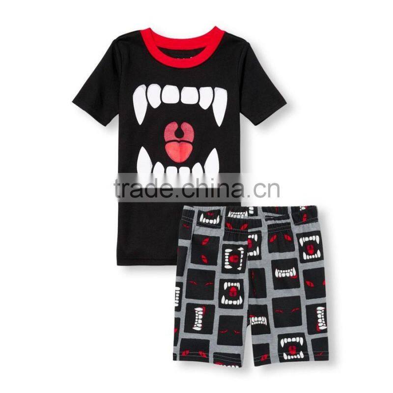 Boys monster graphic printed top and shorts pj set
