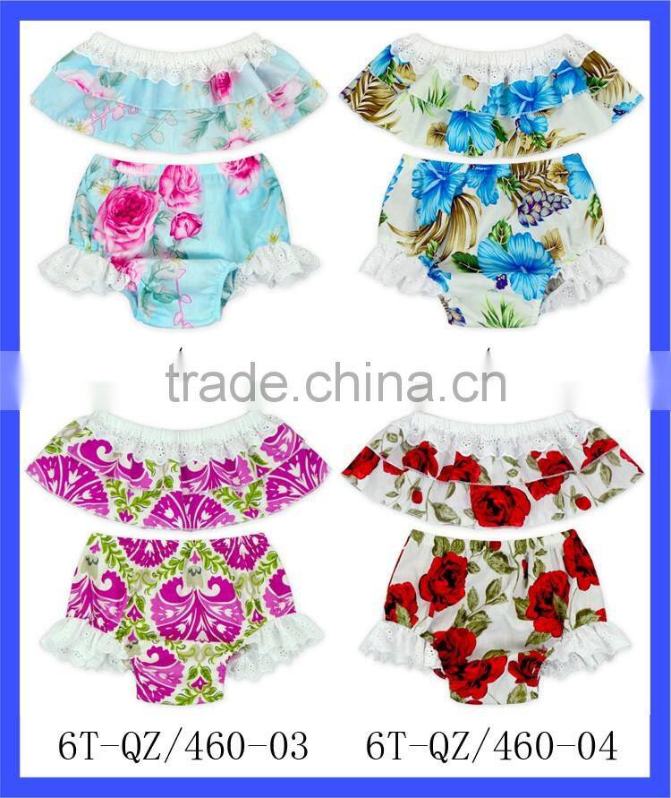 66TQZ460 Lovebaby Fancy Girl Ruffle Short Printed Flowers Pants Suits For Baby Gilrs Wear