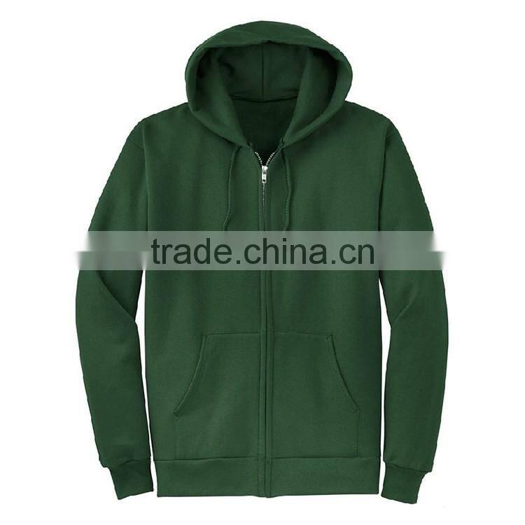 Wholesale Zip Up 65% Polyester 35% Cotton Plain Fleece Men's Hoodie Manufacturers