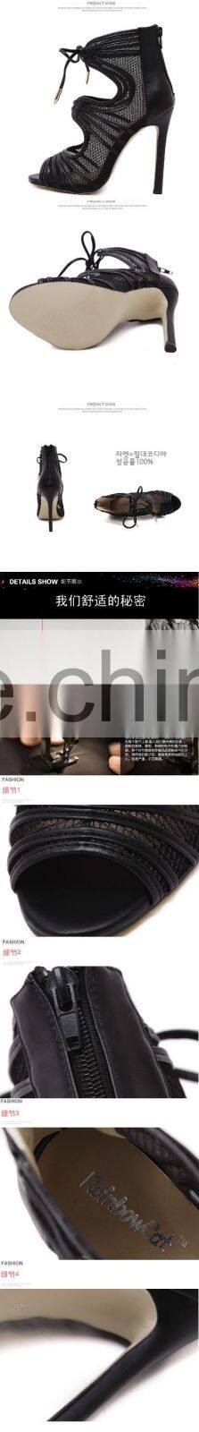 Wholesale Woman High Heel Sandals,Black Lace Up Sandals