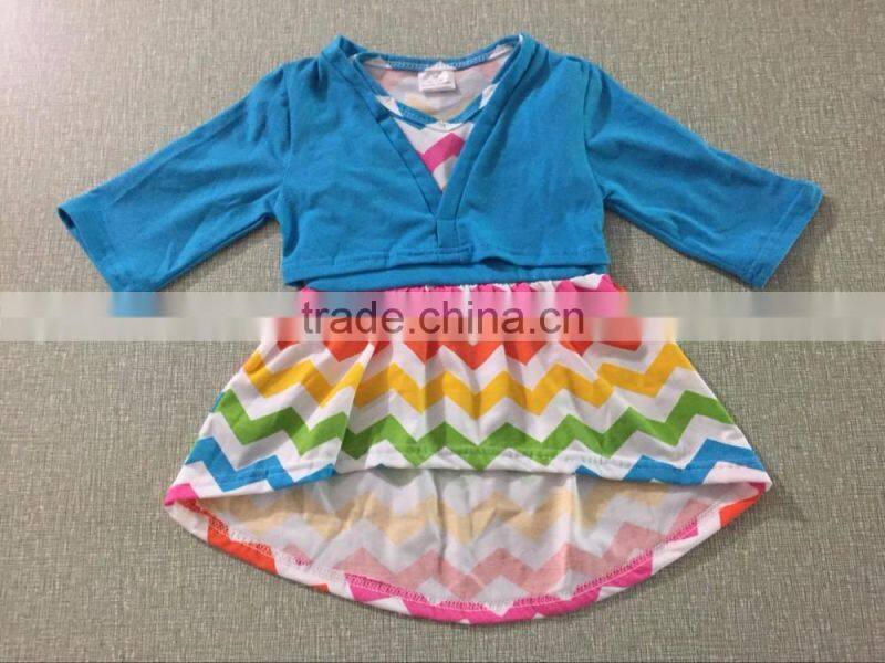 2017 hot sale cotton children girl dress childrens clothing chevron dress