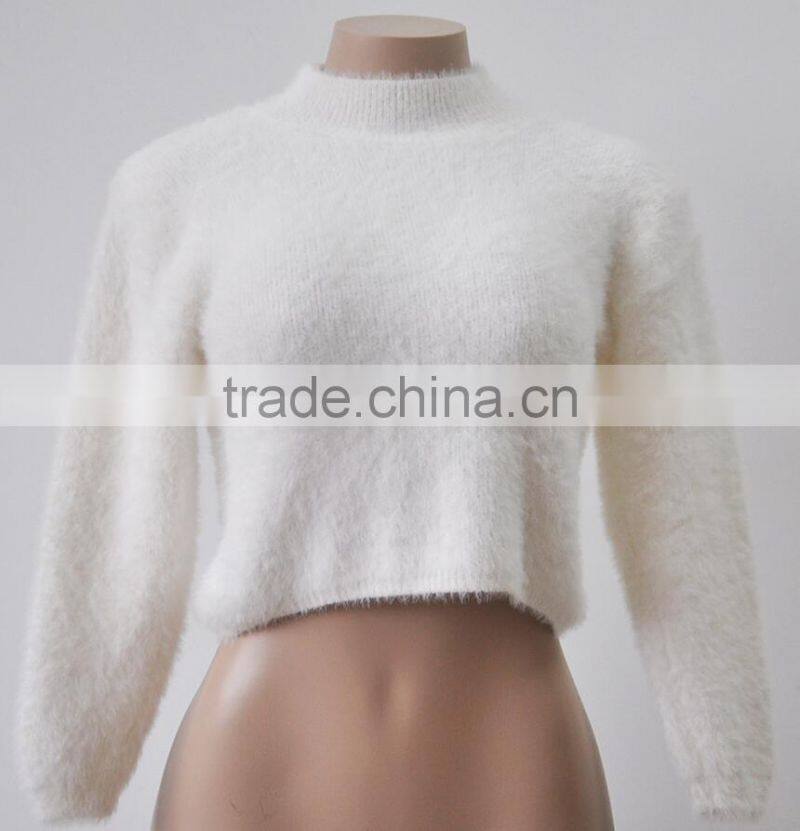 M1145 Runwaylover 2016 latest design fashion ladies fur turtleneck sweater tops