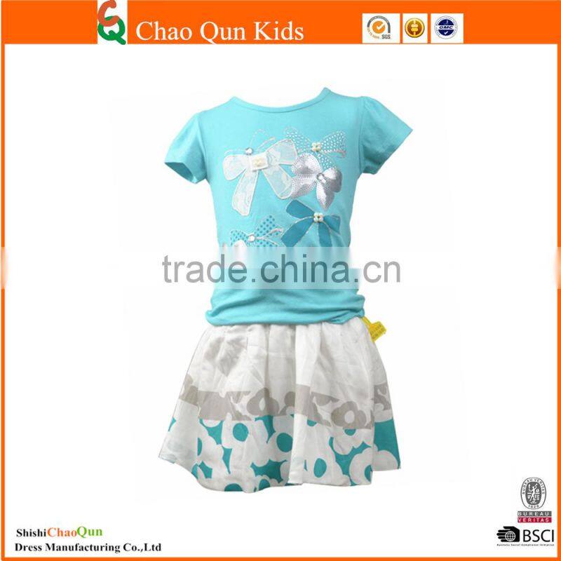 Latest summer custom designs flower printing net fomal kids dresses