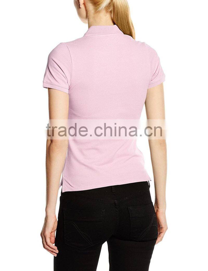 Women's Pique two-button placket pink, casual polo tee Shirt