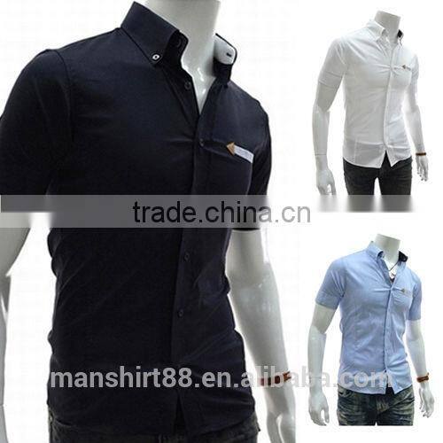 men's Slim Fit solid color short sleeve button downs casual shirt