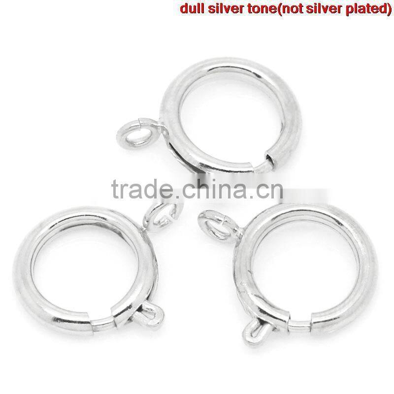 Silver Tone Copper Bolt Spring Ring Necklace End Clasps Findings