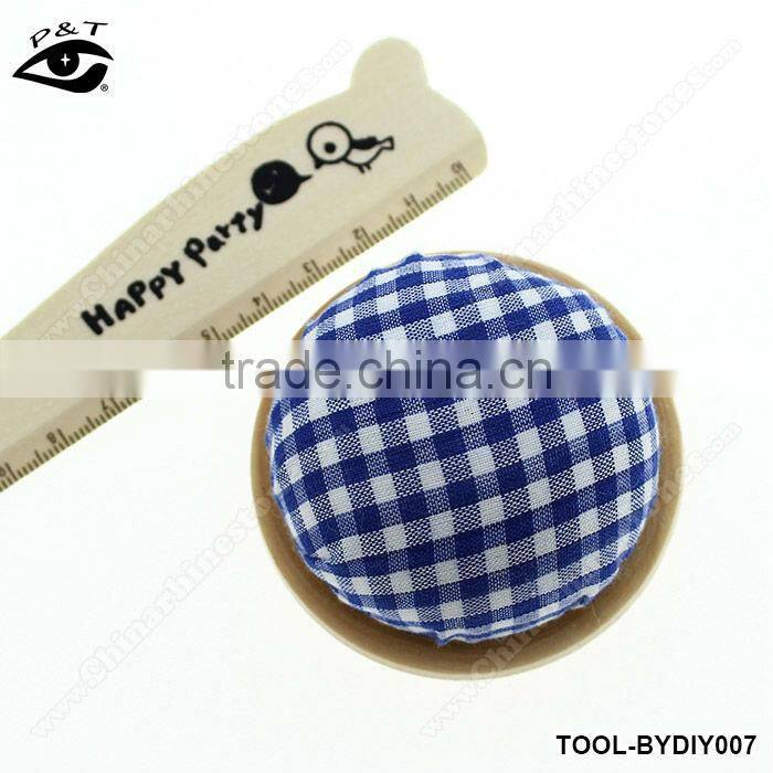 DIY tools sewing accessories blue checker pin cushion