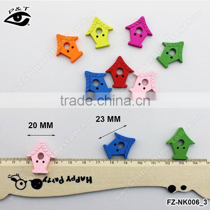 20x23mm House Shape Wood Buttons Flatback Buttons For kids clothing DIY Acceossires