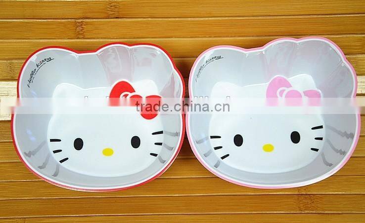 Children Hello Kitty Sharped Rice Bowl Melamine Rice Bowl Microwave Safe Rice Bowl