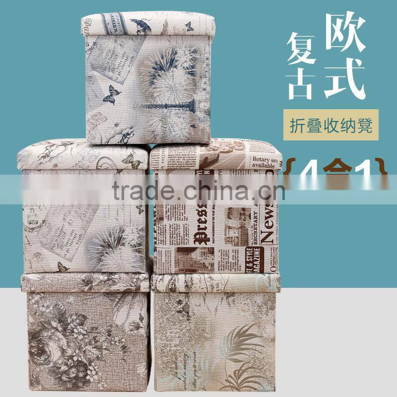 PU leather thick foldable shoes storage stool box bench seat