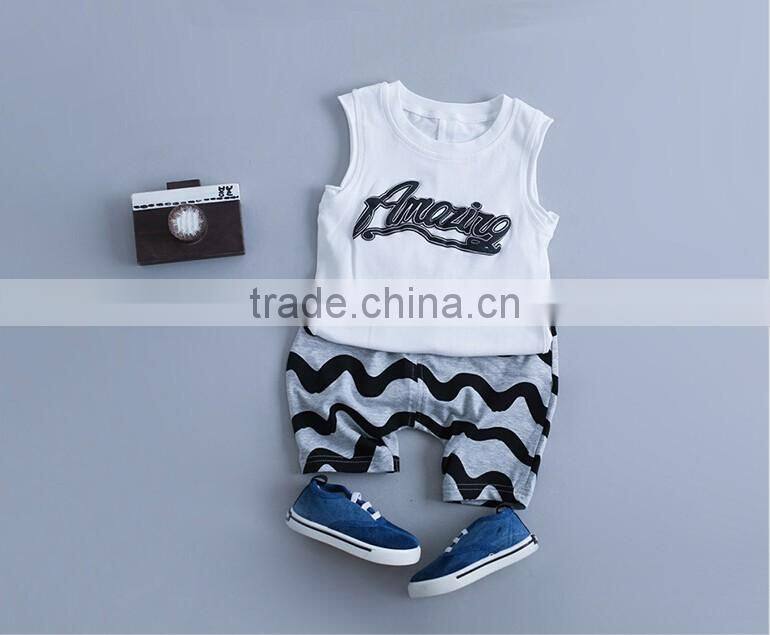 Custom Casual Little Boys Printed Vest Clothing Baby Boys Vest Sleeveless O Neck Tank Top Shirts