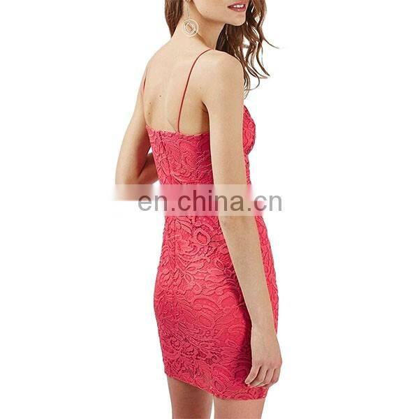 Elegant Women Dress Fashion Design Red Color Floral Crochet Bodycon Dress