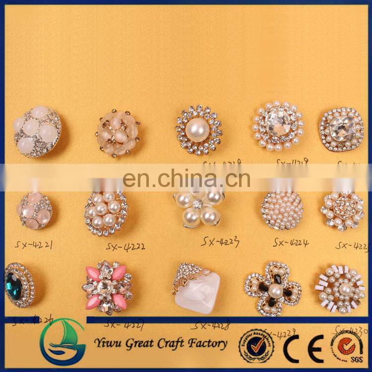 22mm Star Rhinestone Pearl Button For Hair Accessories Clothing