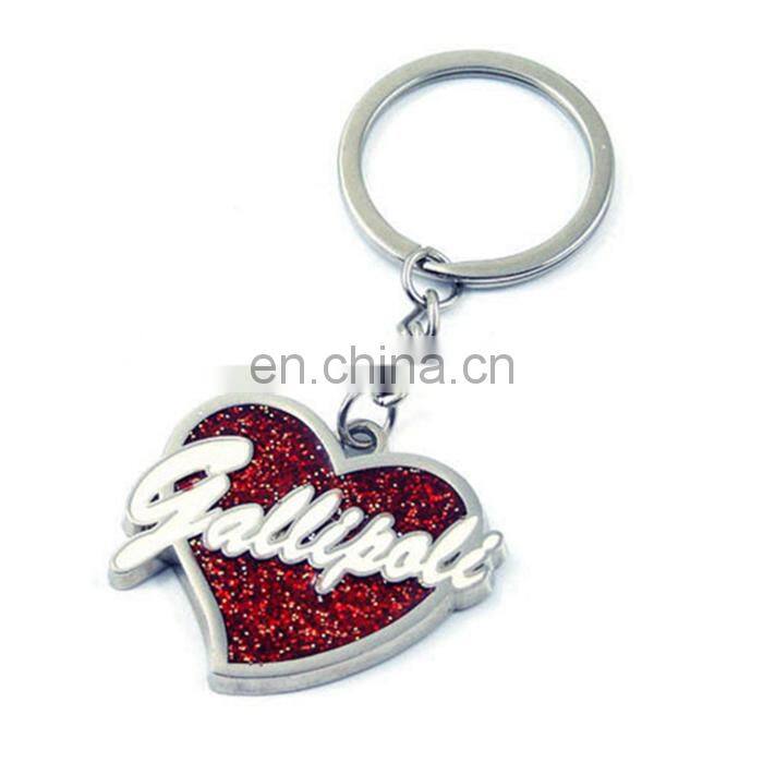 Top Quality Ornament Crystal Heart Shape Shaped Key Chains Keychain Metal