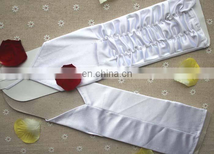 2014 Fashion Long Finerless Wedding Hand Gloves White Ruffles satin wedding gloves bridal gloves in safety gloves