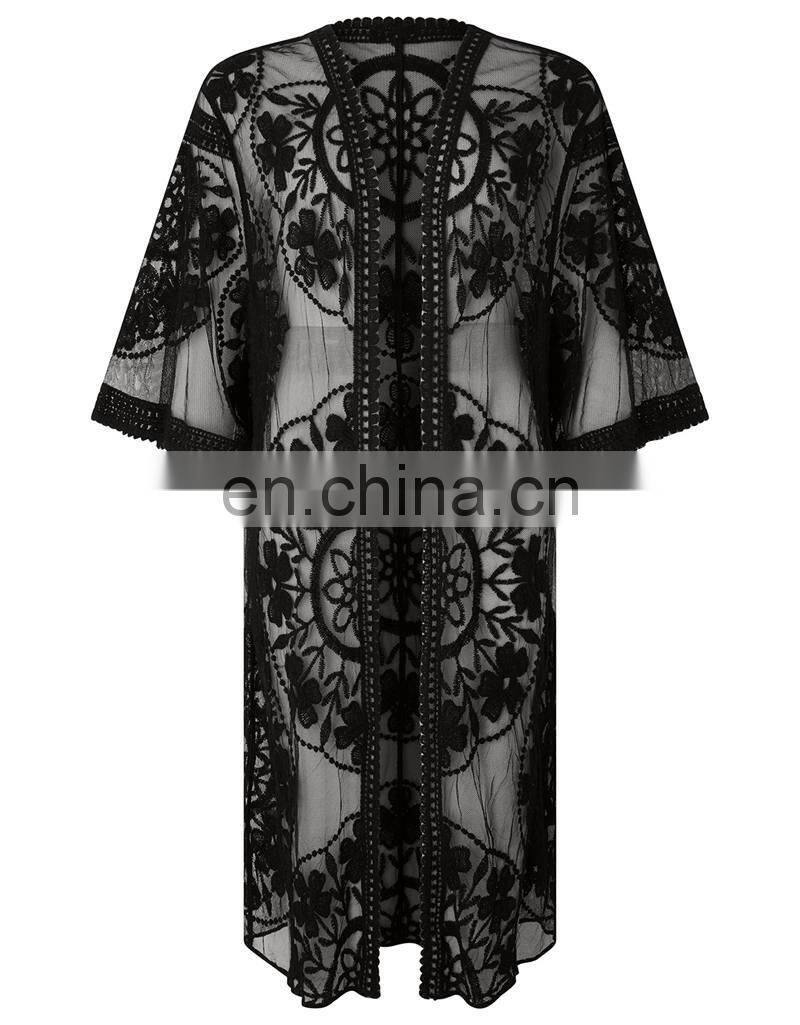 2019 Lace Beach Pareo Beachwear Swim suit Cover up Playa Pareo Tunics for Beach Kimono Swimwear Women Lace Beach Dress