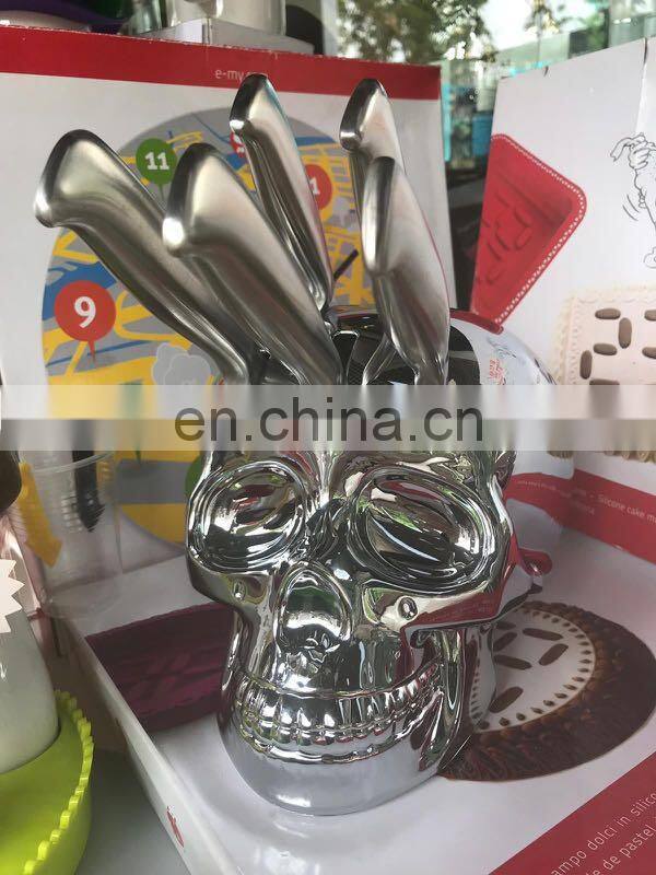 head skulls knife skeleton resin shelf for home kitchen shelf