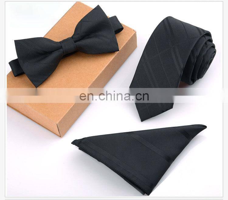 3PCS Slim Tie Set Men Bow Tie and Handkerchief Bowtie Necktie Cravate Homme Noeud Papillon