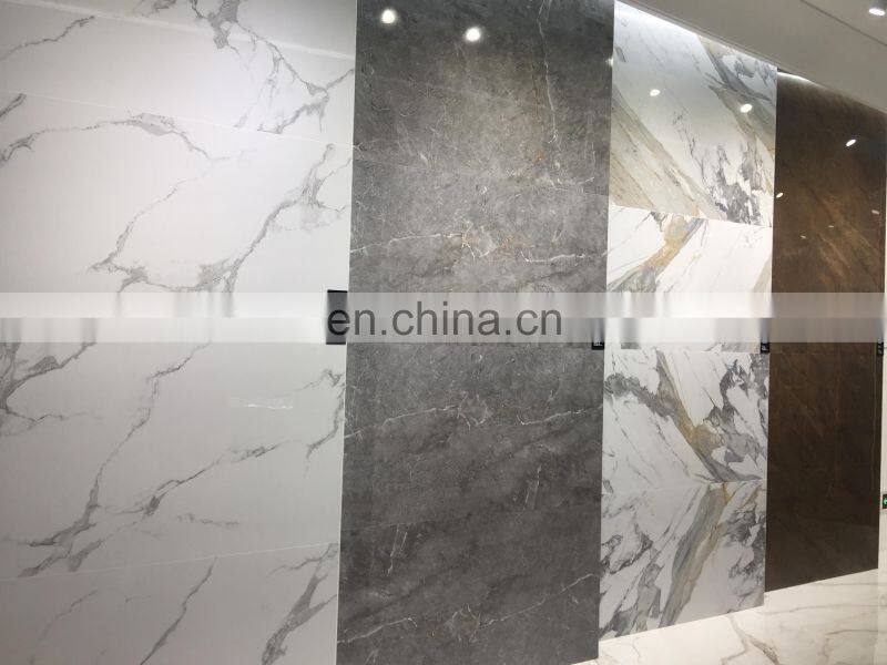 Foshan 750x1500mm big size 12mm thick grey color marble ceramic porcelain tiles for floor and wall