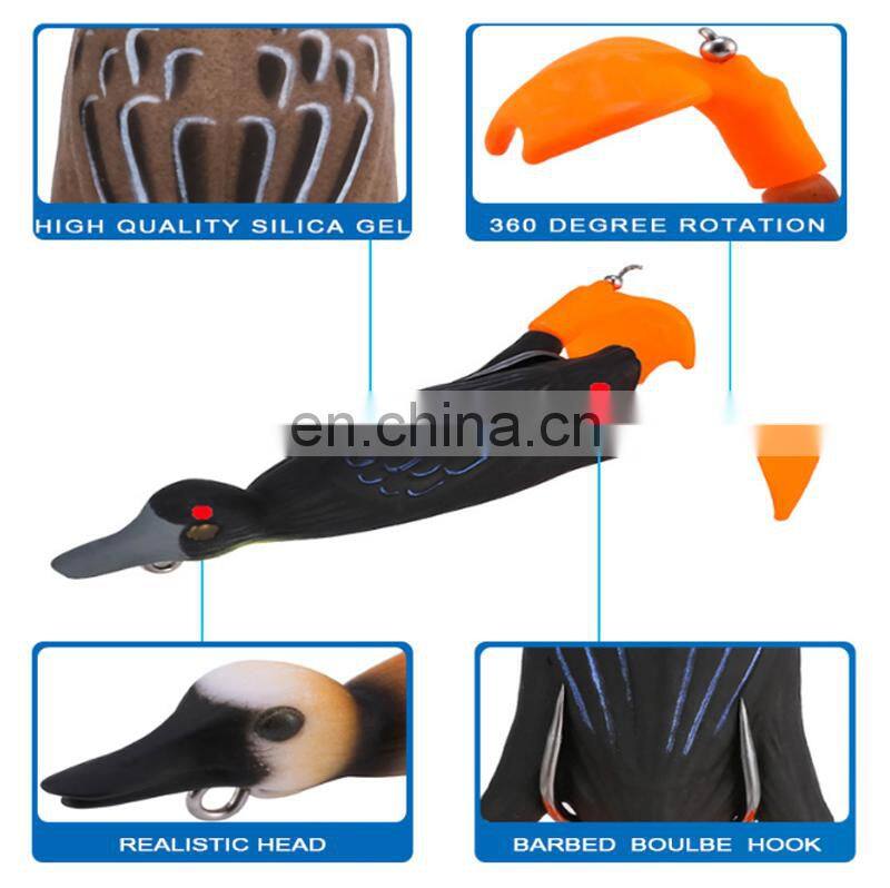 Amazon 95mm 12g Topwater Swim Soft Fishing Lure 360 Rotating Feet Plastic Duck Whopper Plopper