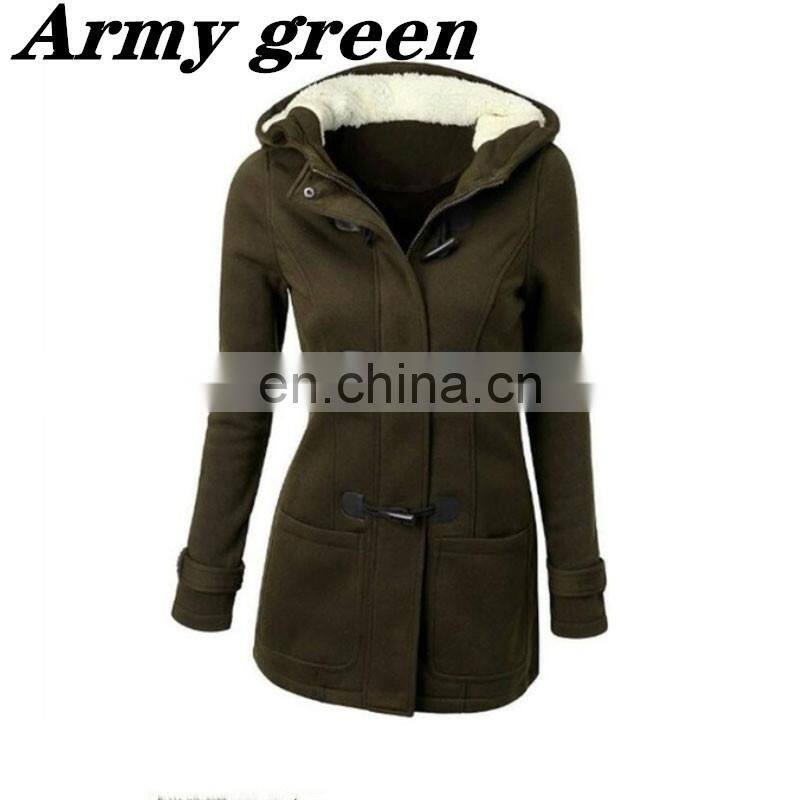 Wholesale custom-made women's Horn button jacket mid-long sleeve casual and comfortable fall winter loose sport jacket jogging j