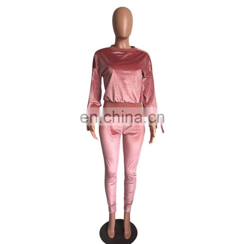 Wholesale customized women's suits European and American women's long-sleeved T-shirt tight trousers casual suit