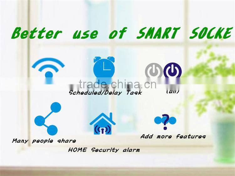 APP Remote Control 3 Outlets 6 Plugs Extension Home Alarm Smart WiFi Power Socket Compatible with 16pcs 315Mhz OR 433Mhz Sensors