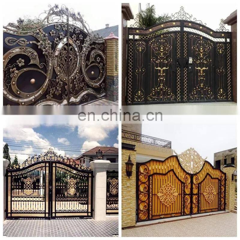 luxurious Italian design sliding royal iron pipe main entrance laser cutting fence gates doors iron luxury designs