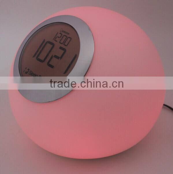 Color changing LED Night Light with clock display stand and alarm clock function