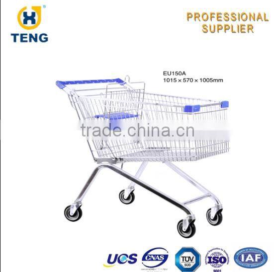 Europe Style steel mesh Shopping Trolley Cart 150L