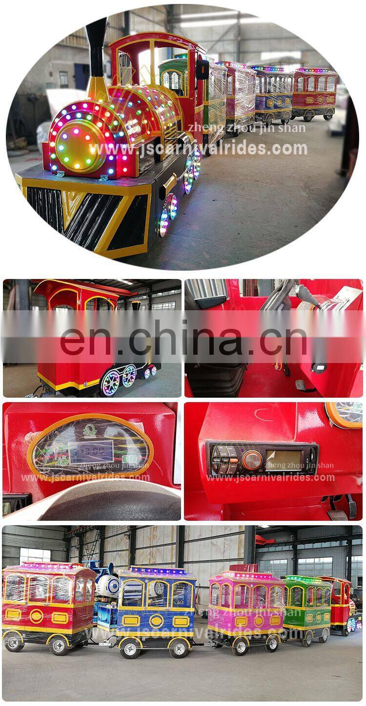 Amusement Park Battery Train Ride Game Electric Train Trackless For Sale