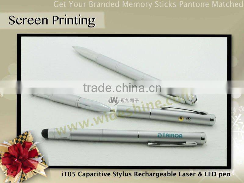 iT05 telescopic stylus pens for touch screens fashion design metal ballpoint laser pen