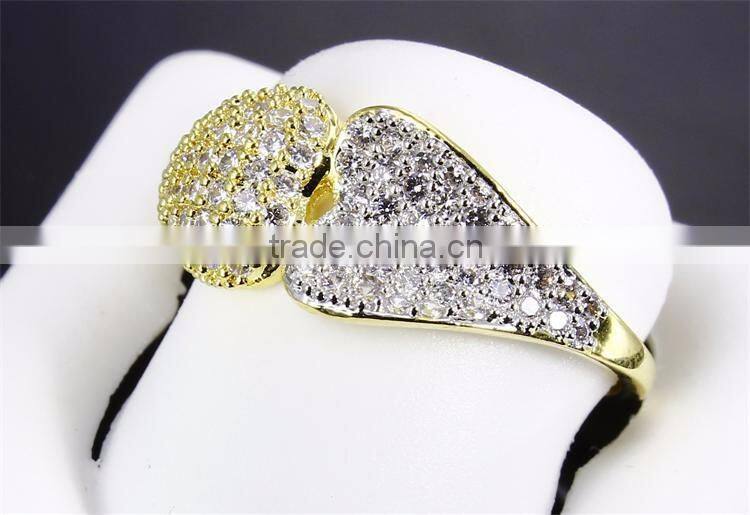 Double Heart Shape Lover Gift 18K Gold and Rhodium Plated Marriage Proposal Ring