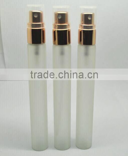 wholesale 10ml tubular frosted perfume spraying bottle, refillable glass perfume bottle