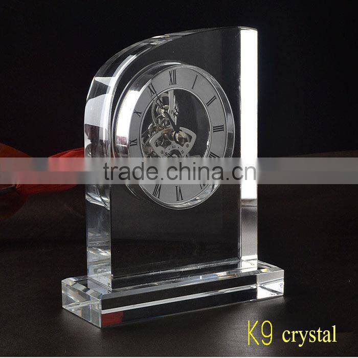 specific watch shape crystal craft colock for home decoration