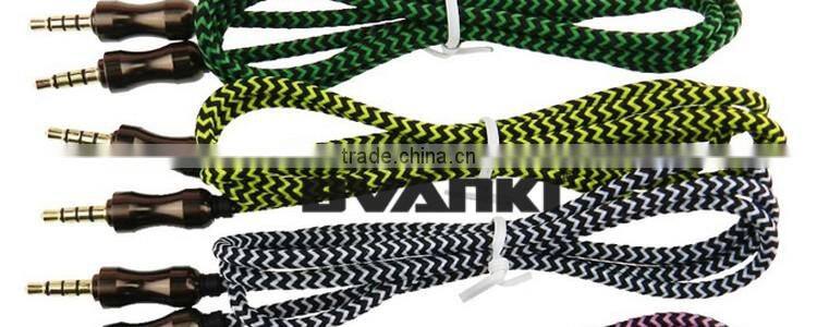 2016 new products Fabric Braided 3.5mm aux audio cable male to male for all kinds of electronics product alibaba express
