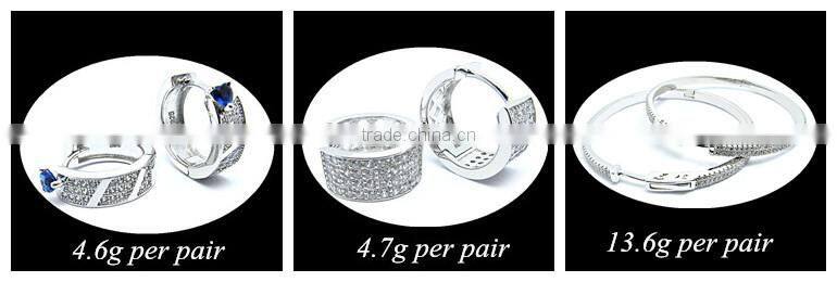 Sheng lei shi jewelry limited wholesale brazil earrings for boys sterling Silver Twin Hoop CZ Earrings