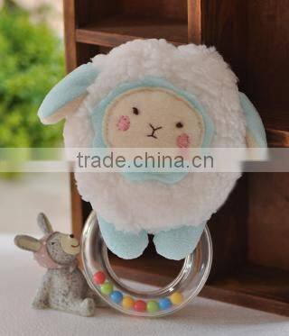 plush sheep baby rattles/wholesale plush sheep rattle toys/sheep plush rattles toy