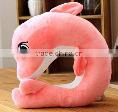 dolphin plush u pillow/plush dolphin nap pillow/plush animnal guard U pillow