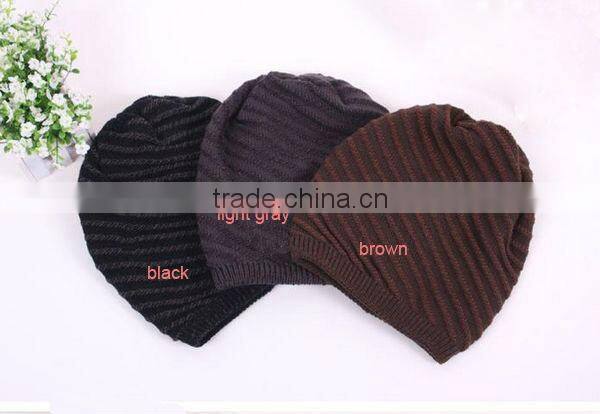 Labeling multicolor brown knit cap