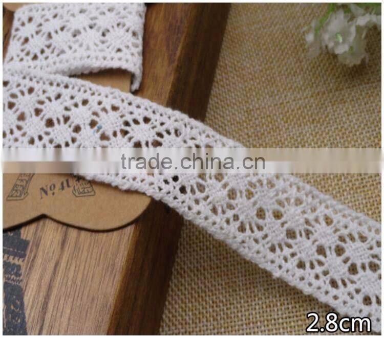 Double Sizde 1.14" Facotry Wholesale Cheap Crochet Natural White 100% Korean Lace Fabric for Graments Accessory