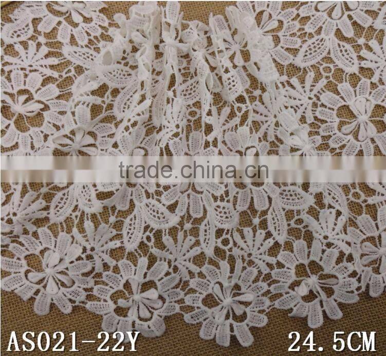 Factory Cheap Creamy White 24.5cm Wide Nylon Milk Fiber Embroideried Water Soluble Woman Dress Laces Fabric