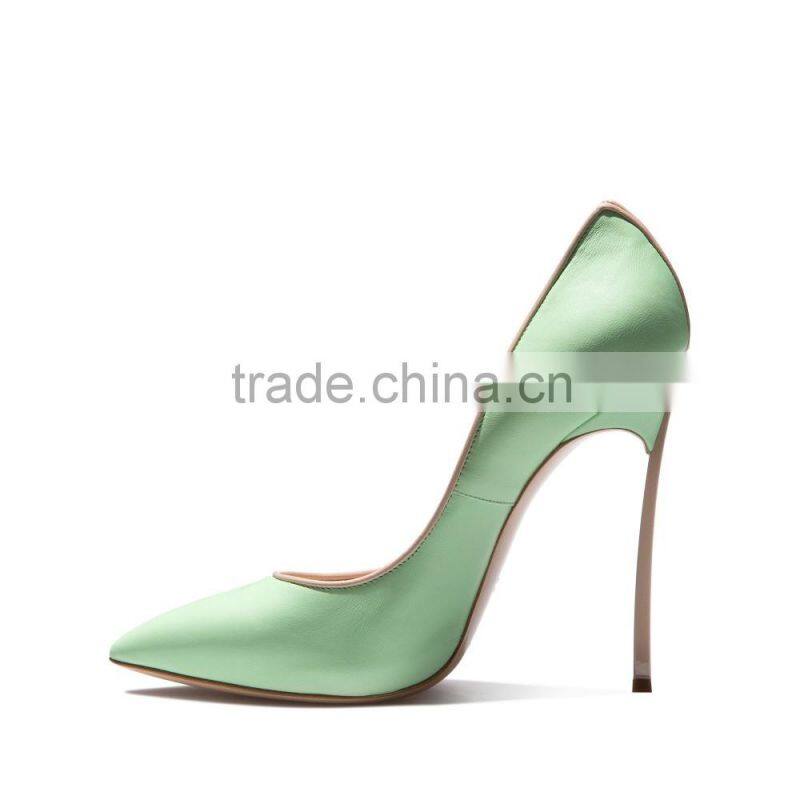 Sexy shoes very high heels ladies genuine leather shoes light blue lambskin celebrity womens shoes