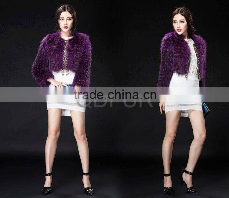 QD29299 Fashion Lady Raccoon Fur Jackets made in Chian