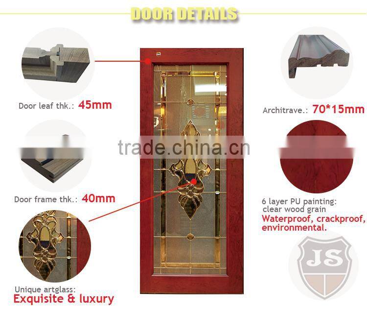 prehung finished surface Mahogany interior wooden glass sliding doors