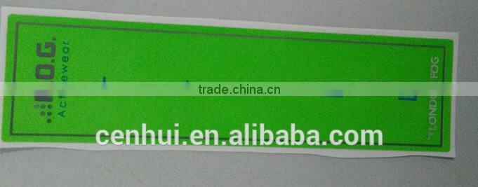 2015 factory customize black adhesive printed size sticker for clothing