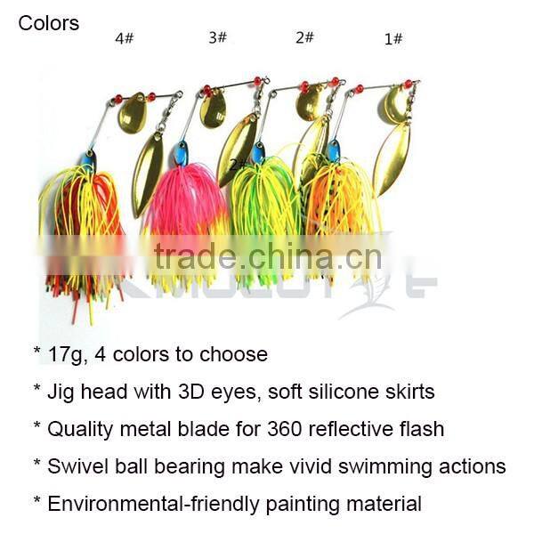 Kmucutie Spinner bait 17.4g lead head pvc skirts fishing bait for freshwater fishing