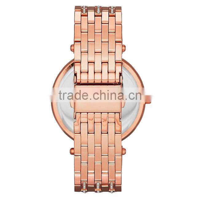 China Alarm women's vintage diamond bezel stainless steel bracelet watch water resistant quartz movement
